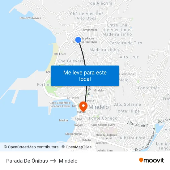 Parada De Ónibus to Mindelo map