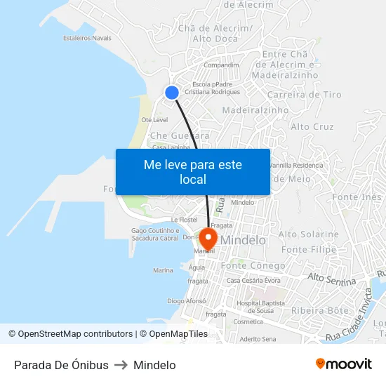 Parada De Ónibus to Mindelo map