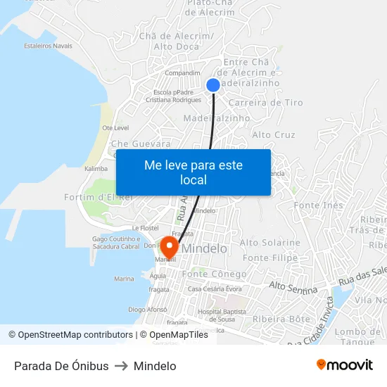 Parada De Ónibus to Mindelo map
