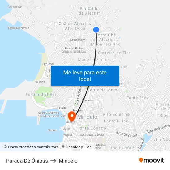 Parada De Ónibus to Mindelo map