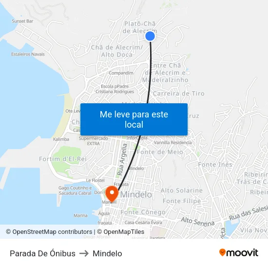 Parada De Ónibus to Mindelo map