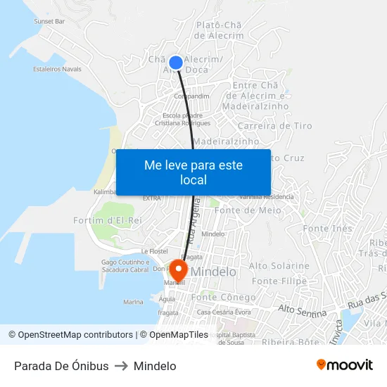 Parada De Ónibus to Mindelo map