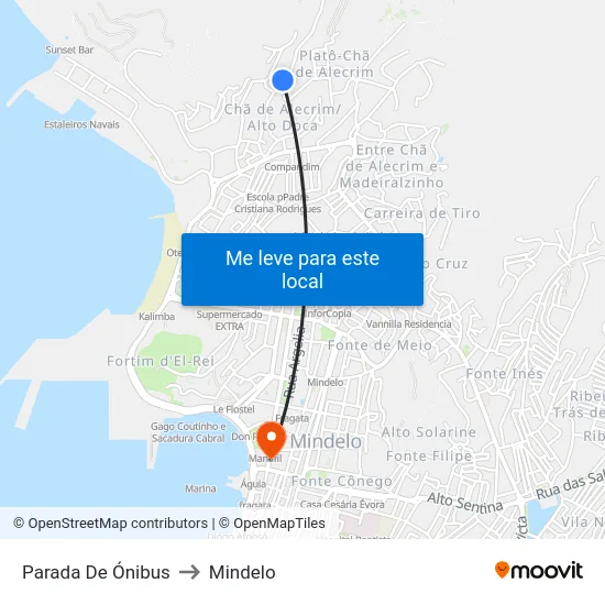 Parada De Ónibus to Mindelo map