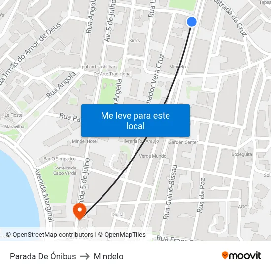 Parada De Ónibus to Mindelo map