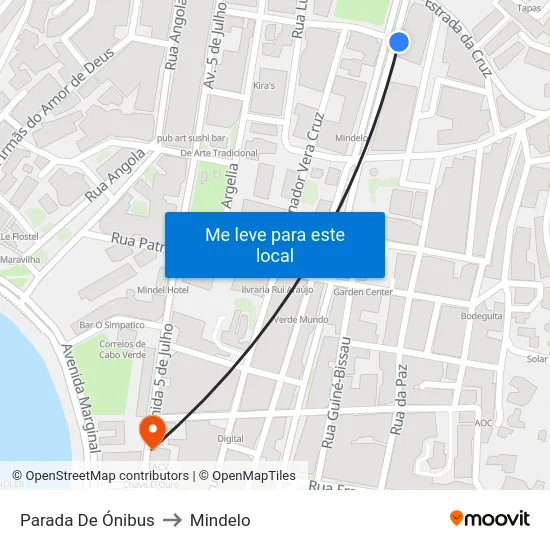 Parada De Ónibus to Mindelo map