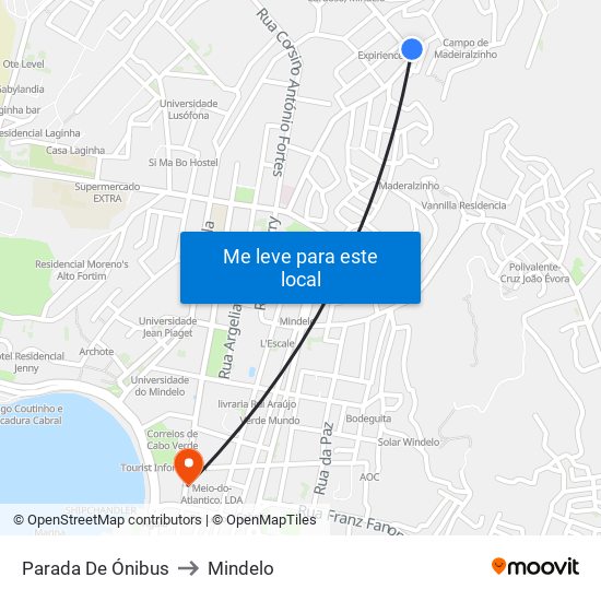 Parada De Ónibus to Mindelo map