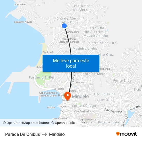 Parada De Ónibus to Mindelo map