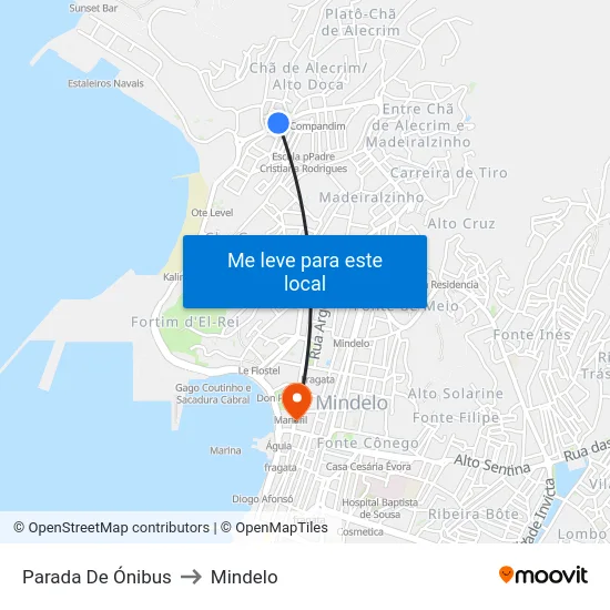 Parada De Ónibus to Mindelo map