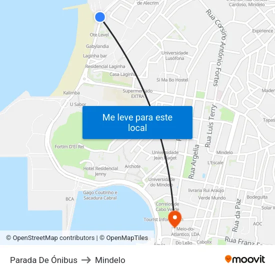Parada De Ónibus to Mindelo map