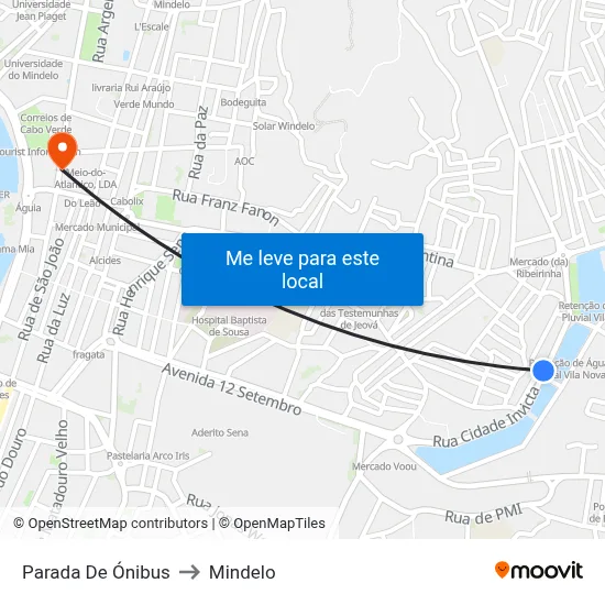 Parada De Ónibus to Mindelo map