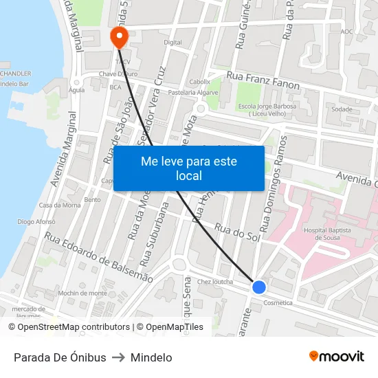 Parada De Ónibus to Mindelo map