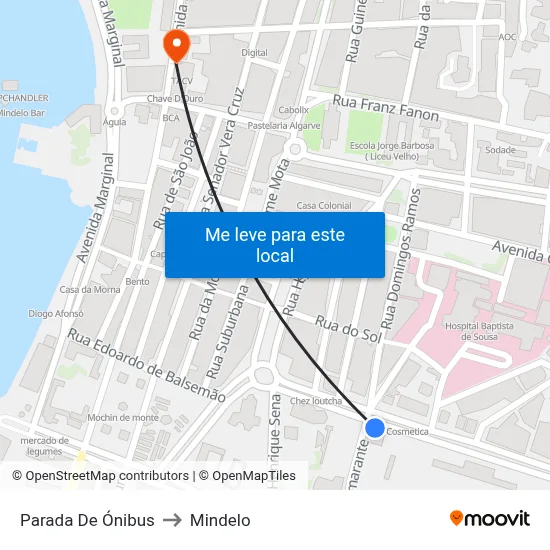 Parada De Ónibus to Mindelo map