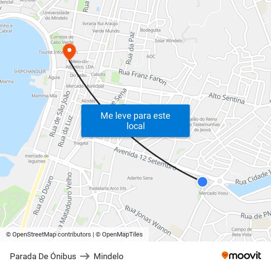 Parada De Ónibus to Mindelo map