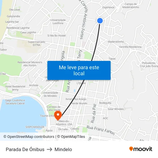 Parada De Ónibus to Mindelo map
