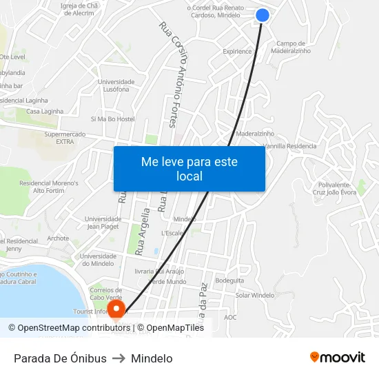 Parada De Ónibus to Mindelo map