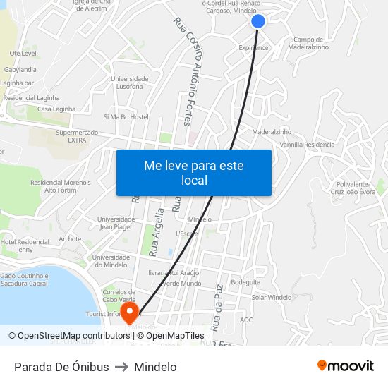 Parada De Ónibus to Mindelo map