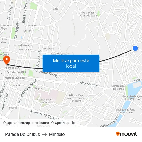 Parada De Ónibus to Mindelo map