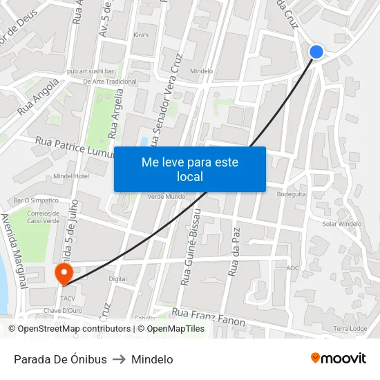 Parada De Ónibus to Mindelo map