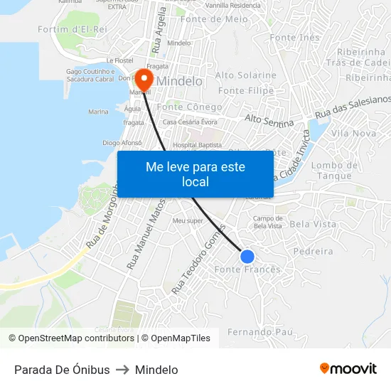 Parada De Ónibus to Mindelo map