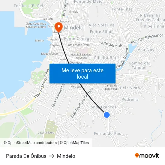 Parada De Ónibus to Mindelo map