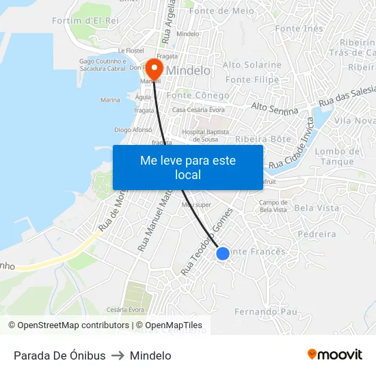 Parada De Ónibus to Mindelo map