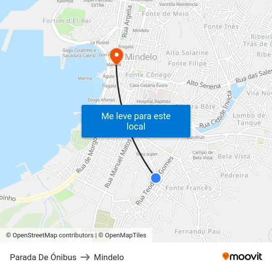Parada De Ónibus to Mindelo map