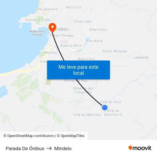 Parada De Ónibus to Mindelo map