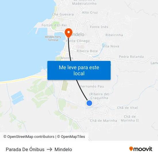 Parada De Ónibus to Mindelo map