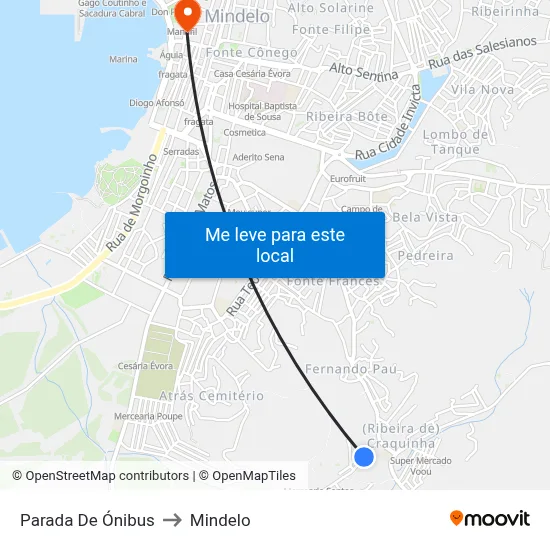 Parada De Ónibus to Mindelo map