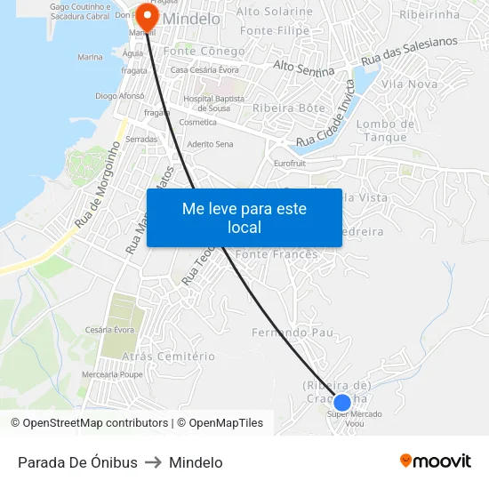 Parada De Ónibus to Mindelo map