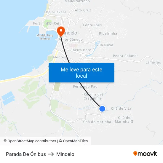 Parada De Ónibus to Mindelo map