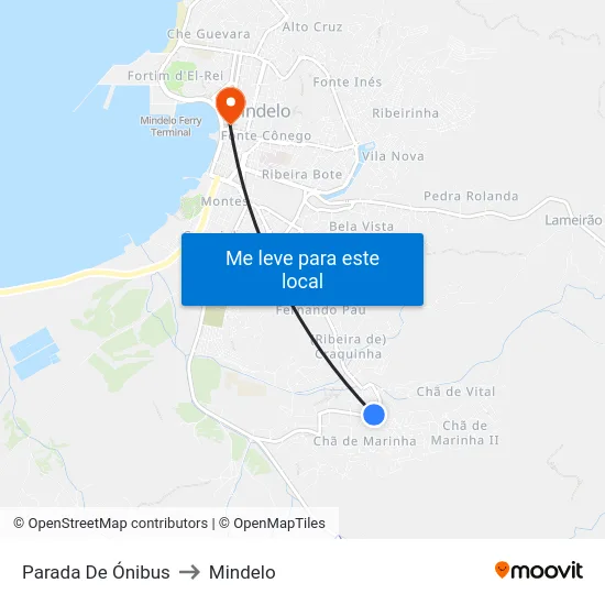 Parada De Ónibus to Mindelo map