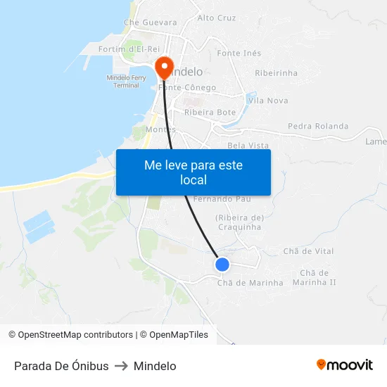 Parada De Ónibus to Mindelo map
