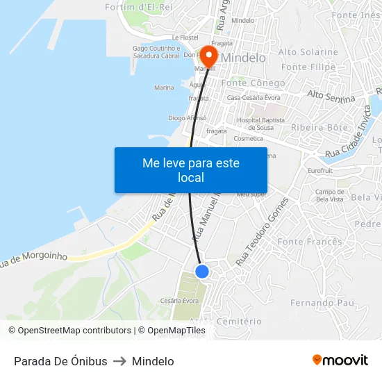Parada De Ónibus to Mindelo map