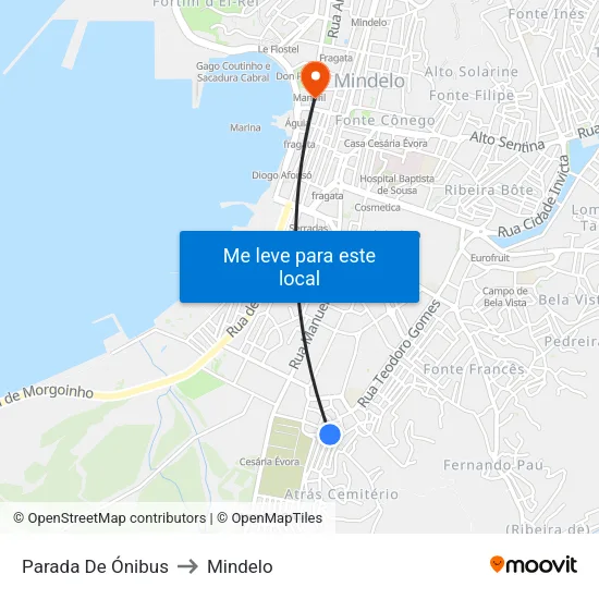 Parada De Ónibus to Mindelo map