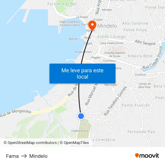 Fama to Mindelo map