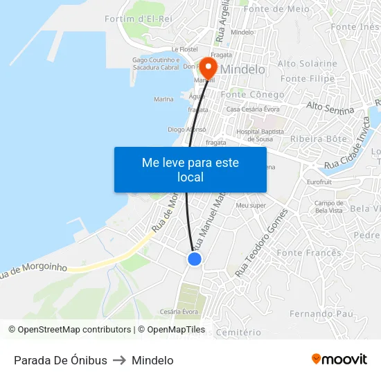 Parada De Ónibus to Mindelo map