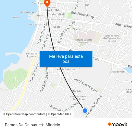 Parada De Ónibus to Mindelo map