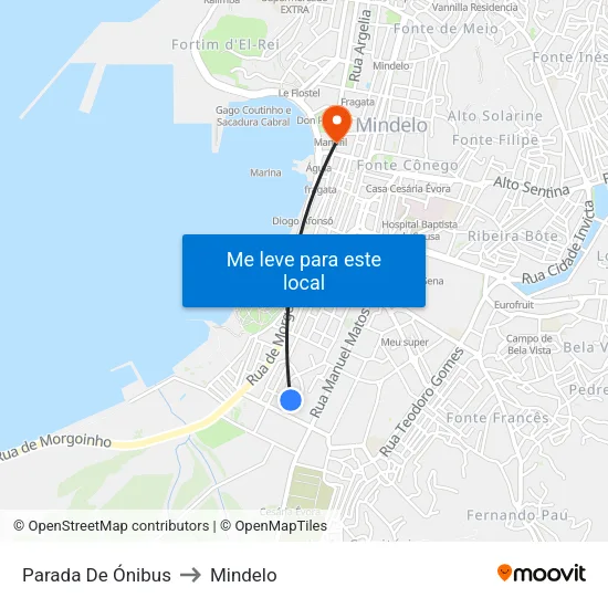 Parada De Ónibus to Mindelo map