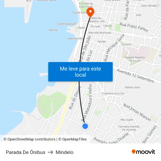 Parada De Ónibus to Mindelo map