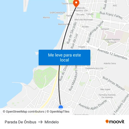 Parada De Ónibus to Mindelo map