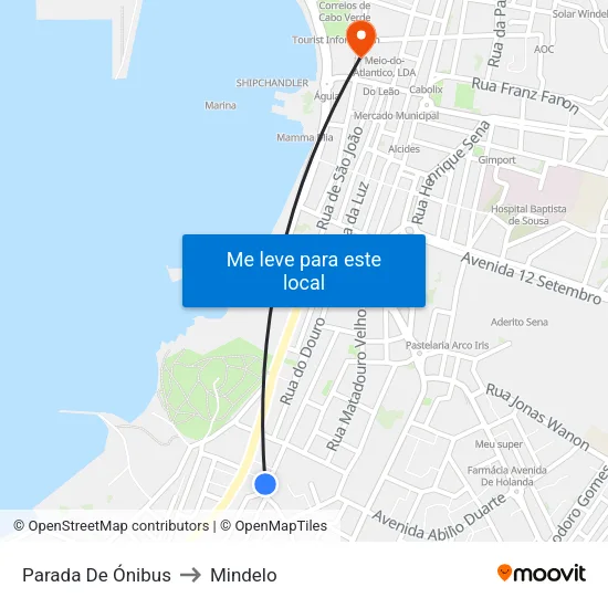 Parada De Ónibus to Mindelo map