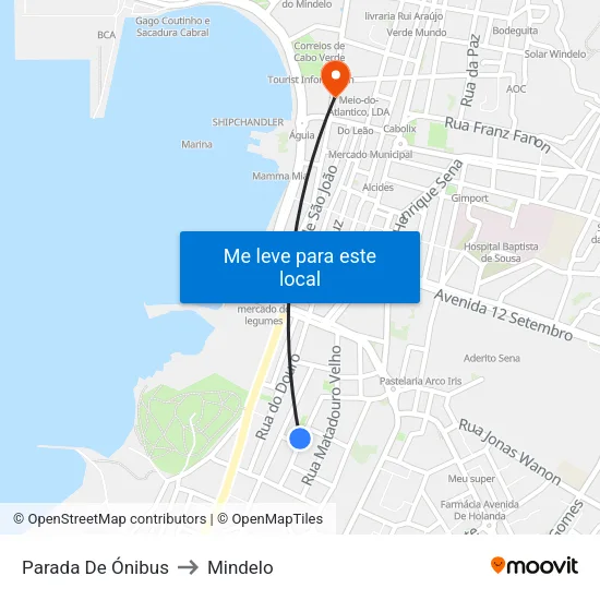 Parada De Ónibus to Mindelo map