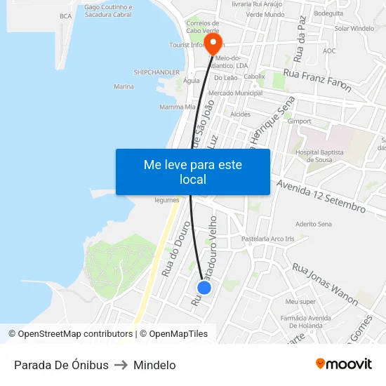 Parada De Ónibus to Mindelo map