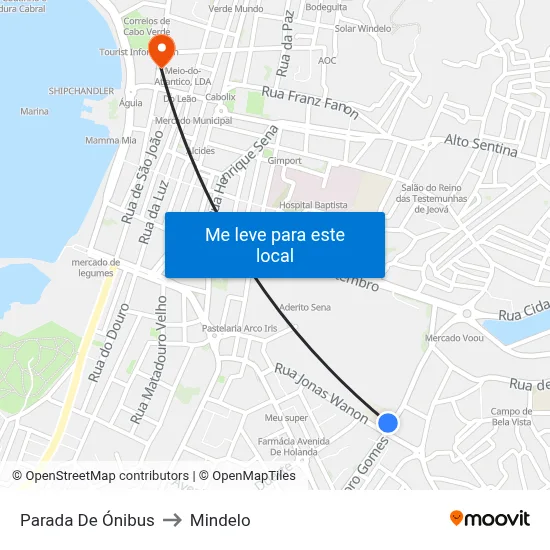 Parada De Ónibus to Mindelo map