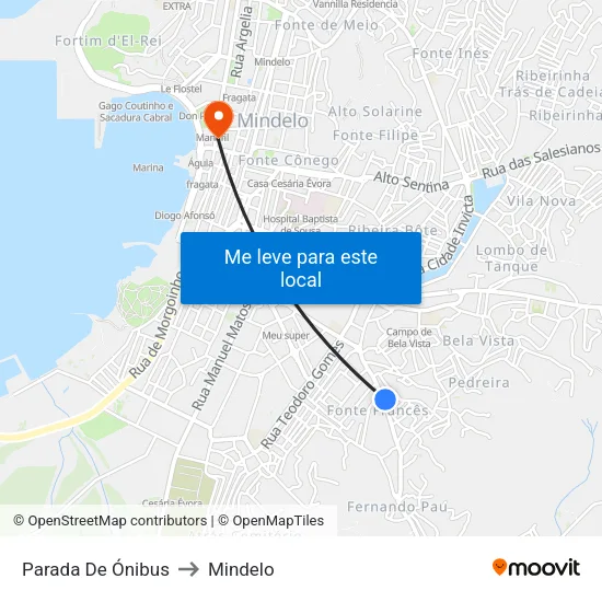 Parada De Ónibus to Mindelo map
