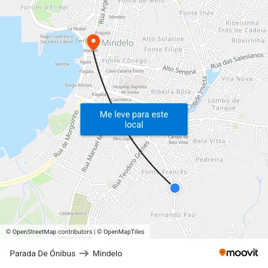 Parada De Ónibus to Mindelo map