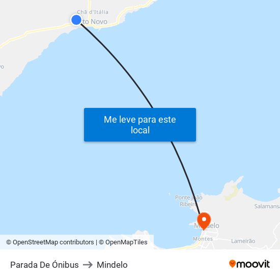 Parada De Ónibus to Mindelo map