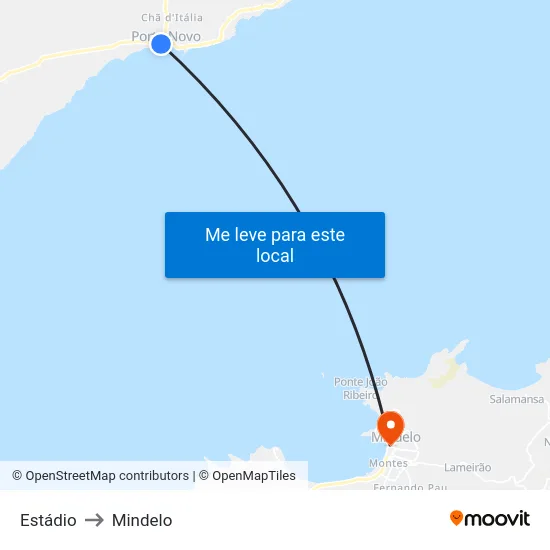 Estádio to Mindelo map
