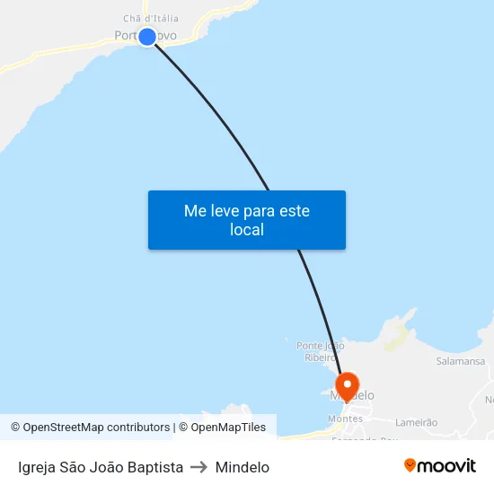 Igreja São João Baptista to Mindelo map